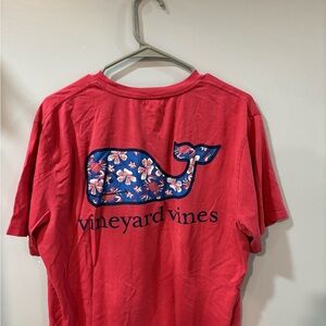 Vineyard Vines Red T-Shirt with Floral Whale